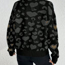 Essnce cardigan de manga larga con hombros caidos y estampado de leopardo para mujer, otono/invierno