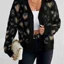 Essnce cardigan de manga larga con hombros caidos y estampado de leopardo para mujer, otono/invierno