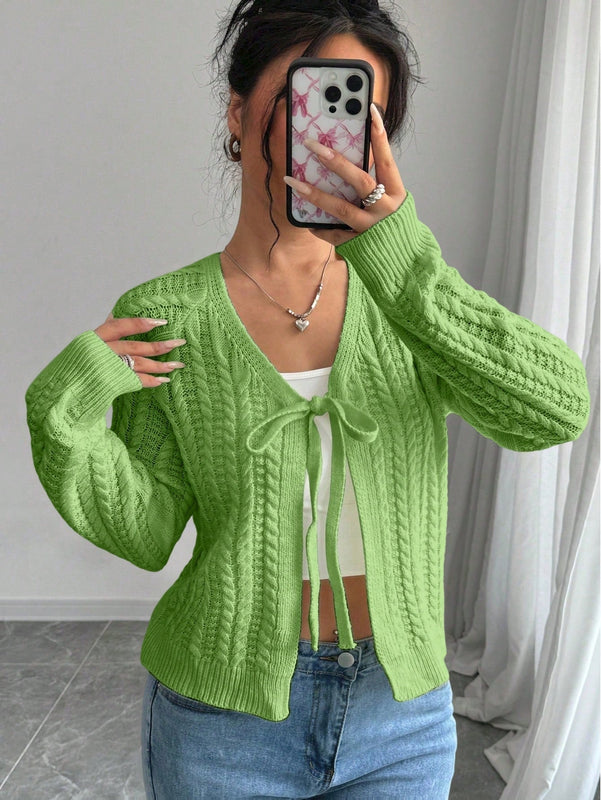 Essnce cardigan de mujer de manga larga con estampado floral 3d con lazo delantero, de estilo frances casual y versatil