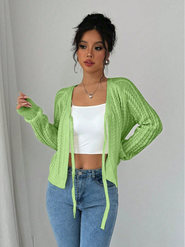 Essnce cardigan de mujer de manga larga con estampado floral 3d con lazo delantero, de estilo frances casual y versatil