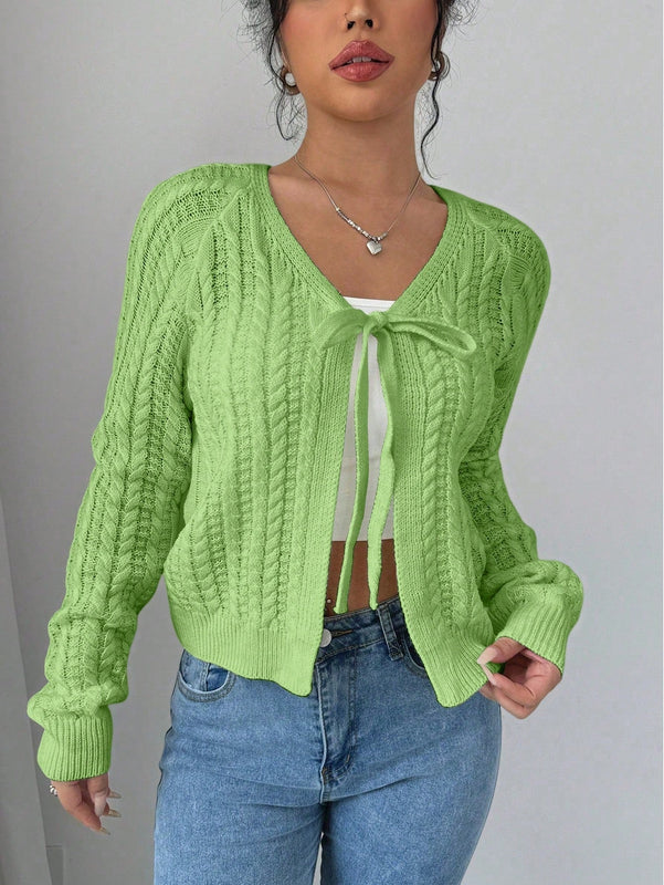 Essnce cardigan de mujer de manga larga con estampado floral 3d con lazo delantero, de estilo frances casual y versatil