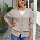 Emery rose cardigan de punto de manga larga casual con cuello en v y botones delanteros de color liso