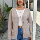 Emery rose cardigan de punto de manga larga casual con cuello en v y botones delanteros de color liso