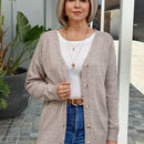 Emery rose cardigan de punto de manga larga casual con cuello en v y botones delanteros de color liso