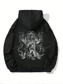 Sudadera ancha de estilo con estampado de unicolor, para otono/invierno