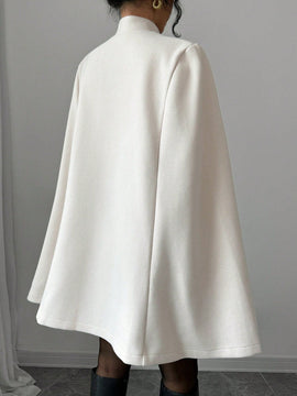 Elenzya capa, poncho y capa con cuello de pie, decoracion de botones con bloque de color en estilo chino, abrigo de lana grueso para mujer, otono/invierno