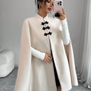 Elenzya capa, poncho y capa con cuello de pie, decoracion de botones con bloque de color en estilo chino, abrigo de lana grueso para mujer, otono/invierno