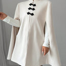 Elenzya abrigo capa elegante con cuello de pie, decoracion de botones y bloque de color con estilo chino para mujeres, tela de lana gruesa, otono/invierno