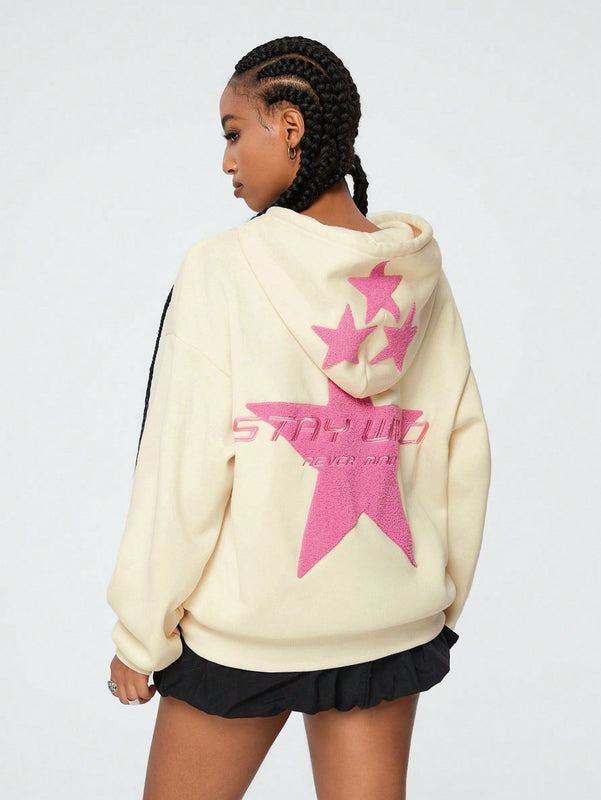 Coolane sudadera con capucha de manga larga para mujer con diseno bordado de estrella de patron de punto basico para otono/invierno