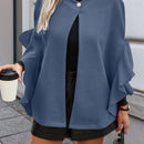 Clasi abrigo de lana elegante con cuello vuelto y abotonadura sencilla, en unicolor, para mujer, para otono/invierno
