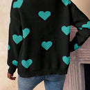 Essnce sueter de cardigan grueso y calido con patron de corazones verdes y blancos para mujer