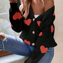 Essnce sueter de cardigan grueso y calido con patron de corazones verdes y blancos para mujer