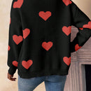 Essnce cardigan informal holgado monobotonadura de manga larga con caida en los hombros y estampado de corazon para mujer, otono/invierno
