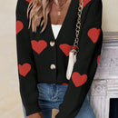 Essnce sueter de cardigan grueso y calido con patron de corazones verdes y blancos para mujer
