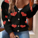 Essnce sueter de cardigan grueso y calido con patron de corazones verdes y blancos para mujer