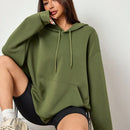 Moosta sudadera con capucha de cordon liso para mujer, informal para otono/invierno