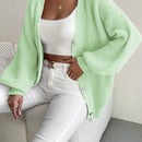 Essnce 1 pieza cardigan de punto casual a todo combinar con botones delanteros de un solo color, apto para otono e invierno