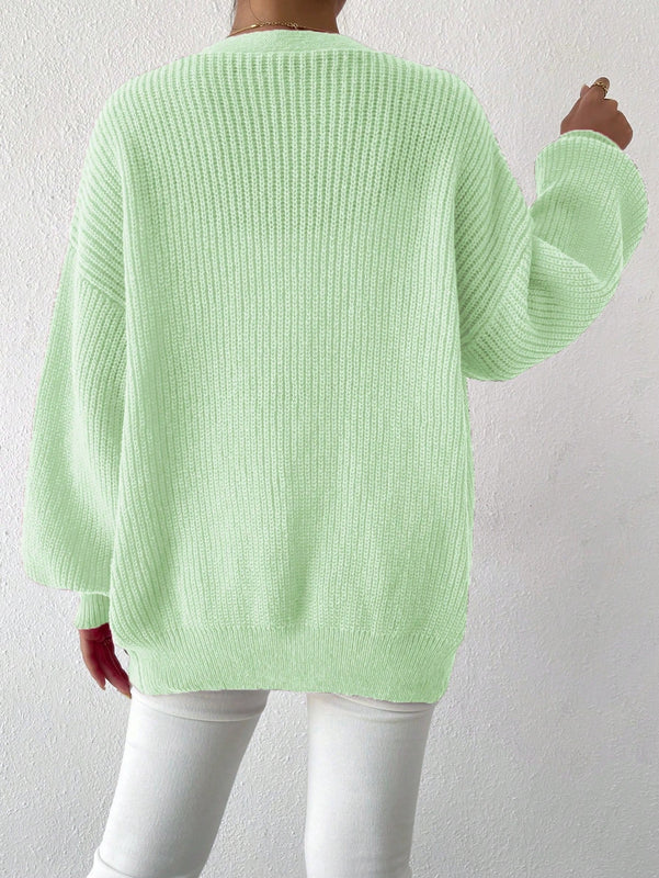 Essnce 1 pieza cardigan de punto casual a todo combinar con botones delanteros de un solo color, apto para otono e invierno