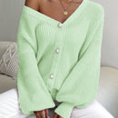 Essnce 1 pieza cardigan de punto casual a todo combinar con botones delanteros de un solo color, apto para otono e invierno