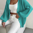 Essnce 1 pieza cardigan de punto casual a todo combinar con botones delanteros de un solo color, apto para otono e invierno