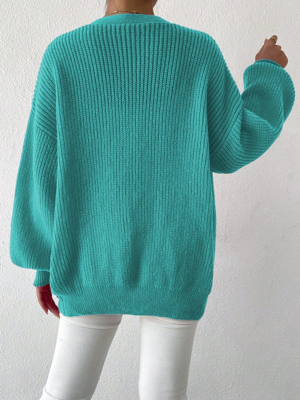 Essnce 1 pieza cardigan de punto casual a todo combinar con botones delanteros de un solo color, apto para otono e invierno