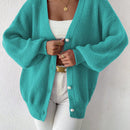 Essnce 1 pieza cardigan de punto casual a todo combinar con botones delanteros de un solo color, apto para otono e invierno