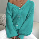 Essnce 1 pieza cardigan de punto casual a todo combinar con botones delanteros de un solo color, apto para otono e invierno