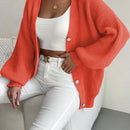 Essnce 1 pieza cardigan de punto casual a todo combinar con botones delanteros de un solo color, apto para otono e invierno