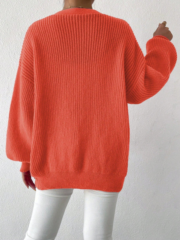 Essnce 1 pieza cardigan de punto casual a todo combinar con botones delanteros de un solo color, apto para otono e invierno