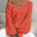 Essnce 1 pieza cardigan de punto casual a todo combinar con botones delanteros de un solo color, apto para otono e invierno