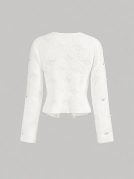 Aveloria rosie elegante y chic cardigan suelto con adorno de strass esponjoso