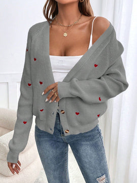 Frenchy cardigan con botones de corte casual y rayas para mujer, para otono/invierno
