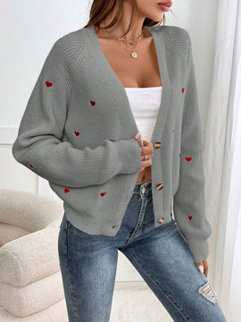Frenchy cardigan con botones de corte casual y rayas para mujer, para otono/invierno