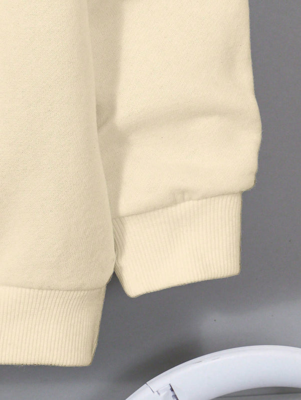Ezwear sudadera holgada con capucha de felpa gruesa con estampado minimalista casual de leopardo y estrella en blanco para mujeres
