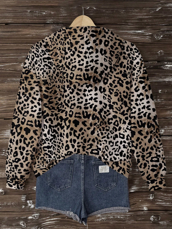Lune sudadera con capucha de estampado floral vintage todo sobre en estilo minimalista casual, adecuada para otono/invierno