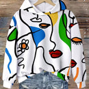 Lune sudadera con capucha de estampado floral vintage todo sobre en estilo minimalista casual, adecuada para otono/invierno