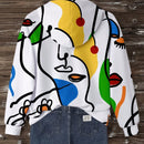 Lune sudadera con capucha de estampado floral vintage todo sobre en estilo minimalista casual, adecuada para otono/invierno