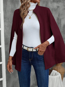 Emery rose abrigo de lana con estilo de capa elegante de unicolor para dama, para otono/invierno
