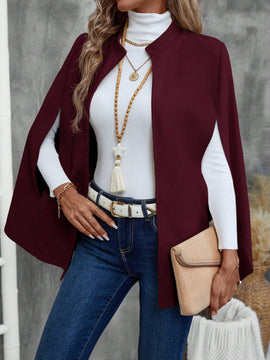 Emery rose abrigo de lana con estilo de capa elegante de unicolor para dama, para otono/invierno