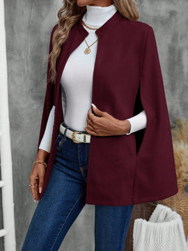 Emery rose abrigo de lana con estilo de capa elegante de unicolor para dama, para otono/invierno
