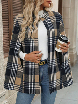 Emery rose cardigan de punto informal de manga larga con estampado de cuadros para mujer