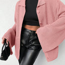 Cardigan de manga larga con botones y cuello para mujer, de estilo minimalista
