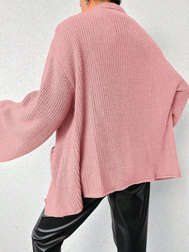 Cardigan de manga larga con botones y cuello para mujer, de estilo minimalista