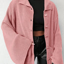 Cardigan de manga larga con botones y cuello para mujer, de estilo minimalista