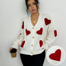 Essnce blusa minimalista de manga larga con botones delanteros y grafico de corazon, casual para uso diario