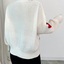 Essnce blusa minimalista de manga larga con botones delanteros y grafico de corazon, casual para uso diario