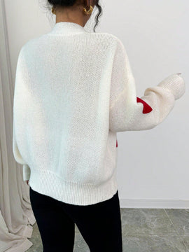 Essnce blusa minimalista de manga larga con botones delanteros y grafico de corazon, casual para uso diario