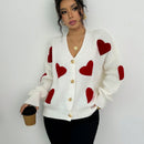 Essnce blusa minimalista de manga larga con botones delanteros y grafico de corazon, casual para uso diario