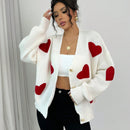 Essnce blusa minimalista de manga larga con botones delanteros y grafico de corazon, casual para uso diario