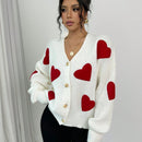 Essnce blusa minimalista de manga larga con botones delanteros y grafico de corazon, casual para uso diario